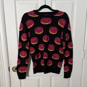 Black Donut Print Crewneck Sweater - Men's small forever 21
